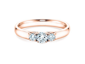 Anello di Fidanzamento 3 Stones in 14K oro rosa con diamanti 0,40ct G/SI