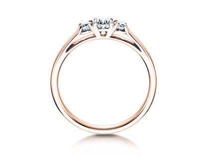 Anello di Fidanzamento 3 Stones in 14K oro rosa con diamanti 0,40ct G/SI
