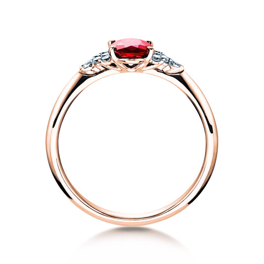 Anello di Fidanzamento  in 9K oro rosa con rubino 1,00ct e diamanti 0,12ct