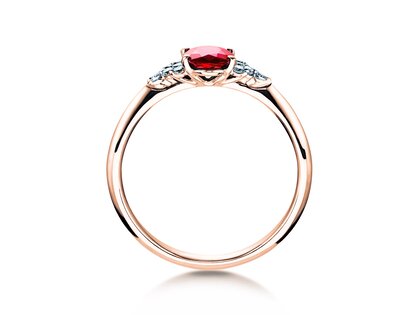 Anello di Fidanzamento Vivid in 14K oro rosa con rubino 1,00ct e diamanti 0,12ct
