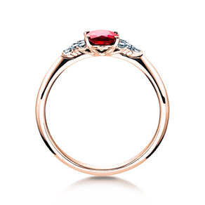 Anello di Fidanzamento Vivid in 14K oro rosa con rubino 1,00ct e diamanti 0,12ct