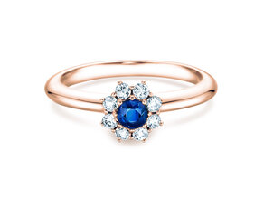 Anello di Fidanzamento Lovely in 14K oro rosa con zaffiro 0,33ct e diamanti 0,40ct