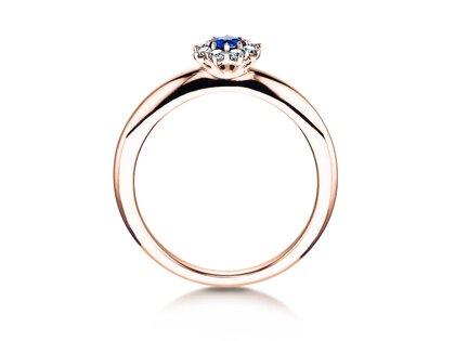 Anello di Fidanzamento Lovely in 14K oro rosa con zaffiro 0,33ct e diamanti 0,40ct