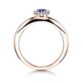 Anello di Fidanzamento Lovely in 14K oro rosa con zaffiro 0,33ct e diamanti 0,40ct