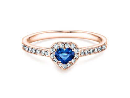 Anello di Fidanzamento Heart Saphir in 18K oro rosa con zaffiro 0,25ct e diamanti 0,34ct