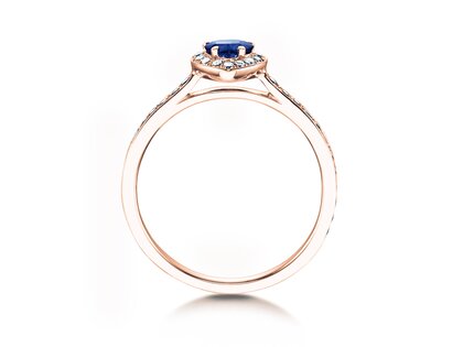 Anello di Fidanzamento Heart Saphir in 18K oro rosa con zaffiro 0,25ct e diamanti 0,34ct