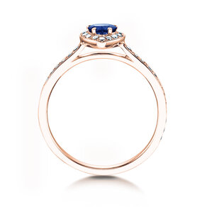Anello di Fidanzamento Heart Saphir in 18K oro rosa con zaffiro 0,25ct e diamanti 0,34ct