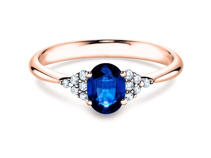Anello di Fidanzamento Vivid in 14K oro rosa con zaffiro 1,00ct e diamanti 0,12ct
