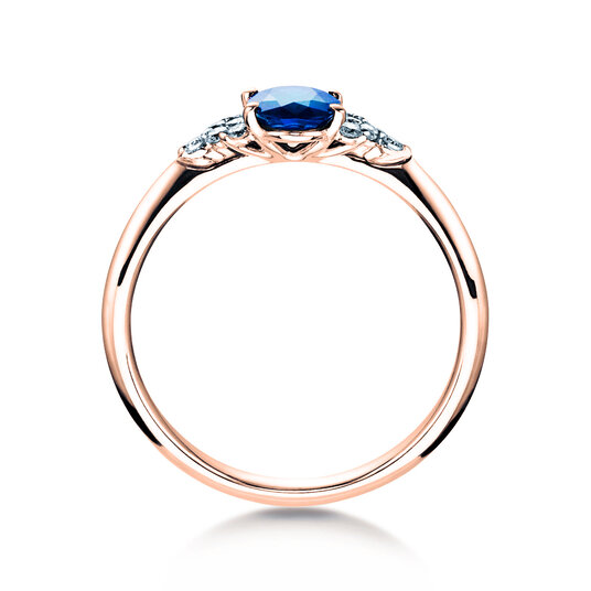 Anello di Fidanzamento  in 9K oro rosa con zaffiro 1,00ct e diamanti 0,12ct