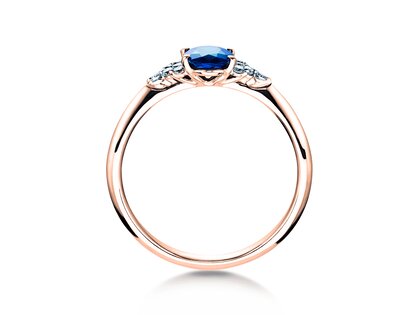 Anello di Fidanzamento Vivid in 14K oro rosa con zaffiro 1,00ct e diamanti 0,12ct