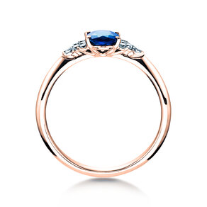 Anello di Fidanzamento Vivid in 14K oro rosa con zaffiro 1,00ct e diamanti 0,12ct