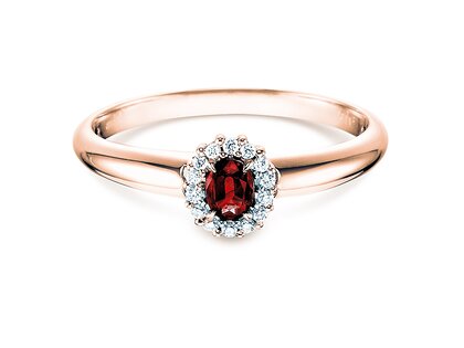 Anello di Fidanzamento Jolie in 18K oro rosa con rubino 0,25ct e diamanti 0,06ct