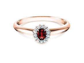 Anello di Fidanzamento Jolie in 18K oro rosa con rubino 0,25ct e diamanti 0,06ct