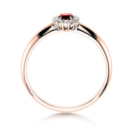 Anello di Fidanzamento Jolie in 9K oro rosa con rubino 0,25ct e diamanti 0,06ct