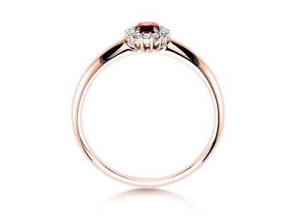 Anello di Fidanzamento Jolie in 18K oro rosa con rubino 0,25ct e diamanti 0,06ct
