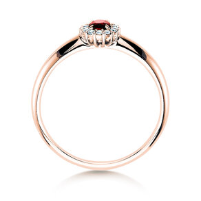 Anello di Fidanzamento Jolie in 18K oro rosa con rubino 0,25ct e diamanti 0,06ct