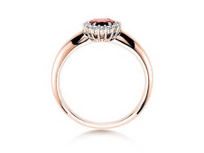 Anello di Fidanzamento Windsor in 18K oro rosa con rubino 0,60ct e diamanti 0,12ct