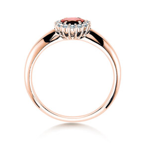 Anello di Fidanzamento Windsor in 18K oro rosa con rubino 0,60ct e diamanti 0,12ct
