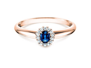 Anello di Fidanzamento Jolie in 18K oro rosa con zaffiro 0,25ct e diamanti 0,06ct