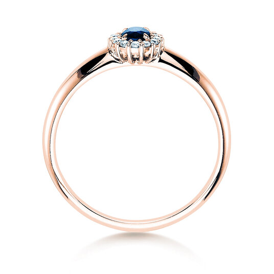 Anello di Fidanzamento Jolie in 9K oro rosa con zaffiro 0,25ct e diamanti 0,06ct