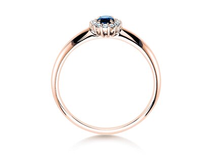 Anello di Fidanzamento Jolie in 18K oro rosa con zaffiro 0,25ct e diamanti 0,06ct