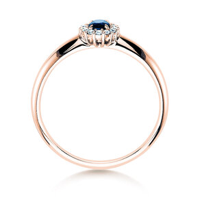 Anello di Fidanzamento Jolie in 18K oro rosa con zaffiro 0,25ct e diamanti 0,06ct