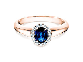 Anello di Fidanzamento Windsor in 14K oro rosa con zaffiro 0,60ct e diamanti 0,12ct
