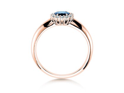 Anello di Fidanzamento Windsor in 14K oro rosa con zaffiro 0,60ct e diamanti 0,12ct