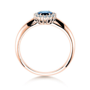 Anello di Fidanzamento Windsor in 14K oro rosa con zaffiro 0,60ct e diamanti 0,12ct