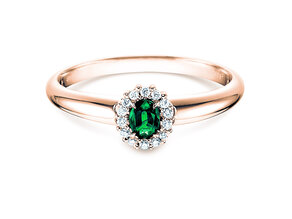 Anello di Fidanzamento Jolie in 18K oro rosa con smeraldo 0,25ct e diamanti 0,06ct