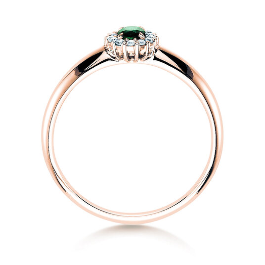 Anello di Fidanzamento Jolie in 9K oro rosa con smeraldo 0,25ct e diamanti 0,06ct