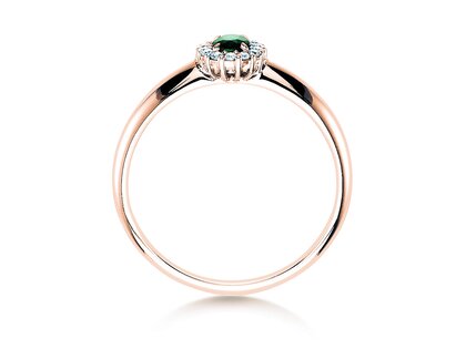 Anello di Fidanzamento Jolie in 18K oro rosa con smeraldo 0,25ct e diamanti 0,06ct
