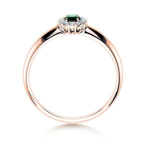 Anello di Fidanzamento Jolie in 18K oro rosa con smeraldo 0,25ct e diamanti 0,06ct