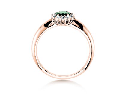 Anello di Fidanzamento Windsor in 18K oro rosa con smeraldo 0,60ct e diamanti 0,12ct