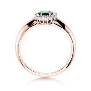 Anello di Fidanzamento Windsor in 18K oro rosa con smeraldo 0,60ct e diamanti 0,12ct