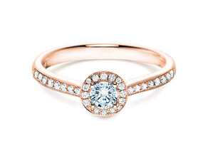 Anello di Fidanzamento Halo Petite in 18K oro rosa con diamanti 0,50ct G/SI