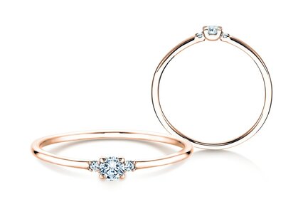 Anello di Fidanzamento  in 9K oro rosa con diamanti 0,10ct G/SI