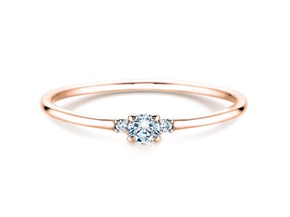 Anello di Fidanzamento  in 9K oro rosa con diamanti 0,10ct G/SI