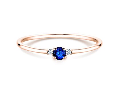 Anello di Fidanzamento Vivid Petite in 14K oro rosa con zaffiro 0,08ct e diamanti 0,02ct