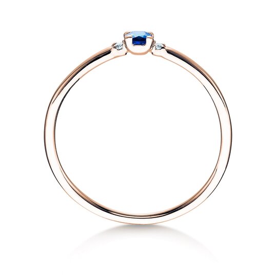 Anello di Fidanzamento  in 9K oro rosa con zaffiro 0,08ct e diamanti 0,02ct