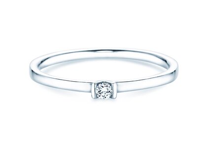 Anello di Fidanzamento Love in 14K oro bianco con diamante 0,04ct G/SI