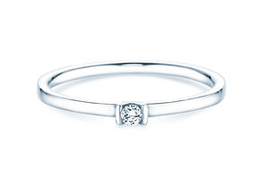 Anello di Fidanzamento Love in 14K oro bianco con diamante 0,04ct G/SI