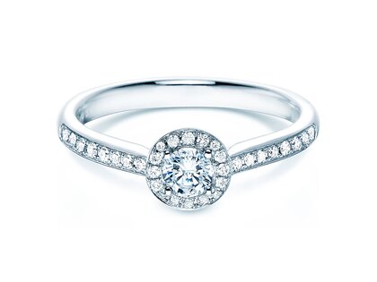 Anello di Fidanzamento Halo Petite in 18K oro bianco con diamanti 0,50ct G/SI