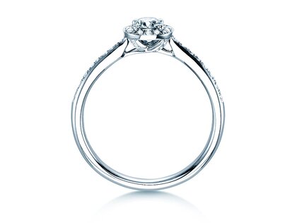 Anello di Fidanzamento Halo Petite in 18K oro bianco con diamanti 0,50ct G/SI