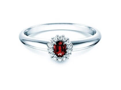 Anello di Fidanzamento Jolie in 18K oro bianco con rubino 0,25ct e diamanti 0,06ct