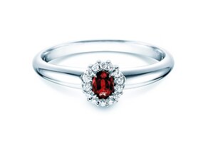 Anello di Fidanzamento Jolie in 18K oro bianco con rubino 0,25ct e diamanti 0,06ct