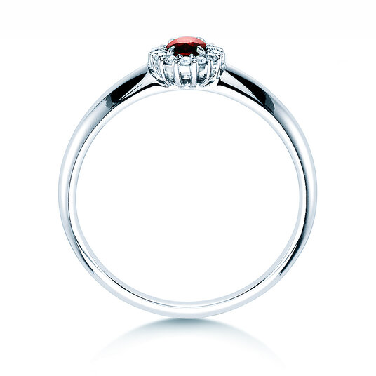 Anello di Fidanzamento Jolie in platino 950/- con rubino 0,25ct e diamanti 0,06ct