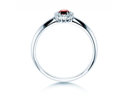 Anello di Fidanzamento Jolie in 18K oro bianco con rubino 0,25ct e diamanti 0,06ct