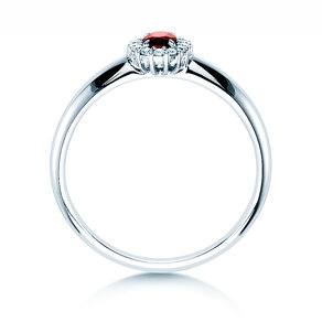 Anello di Fidanzamento Jolie in 18K oro bianco con rubino 0,25ct e diamanti 0,06ct