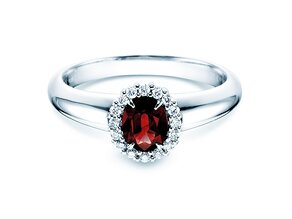 Anello di Fidanzamento Windsor in platino 950/- con rubino 0,60ct e diamanti 0,12ct